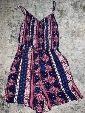 Pink Rose Navy & Burgundy Floral Striped Top